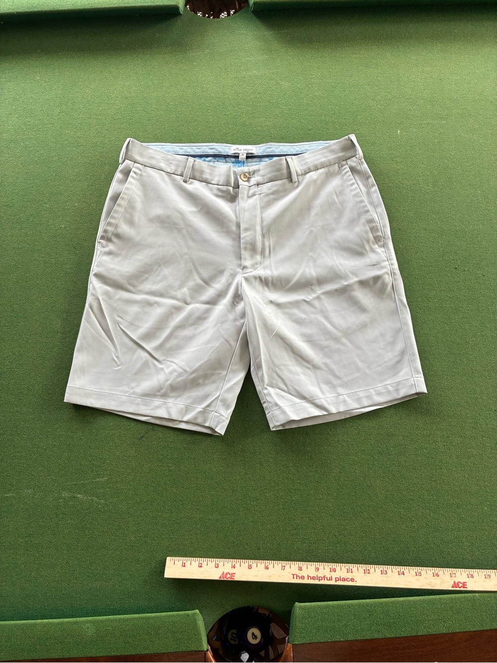 Peter Millar Light Gray Gold Performance Shorts 34